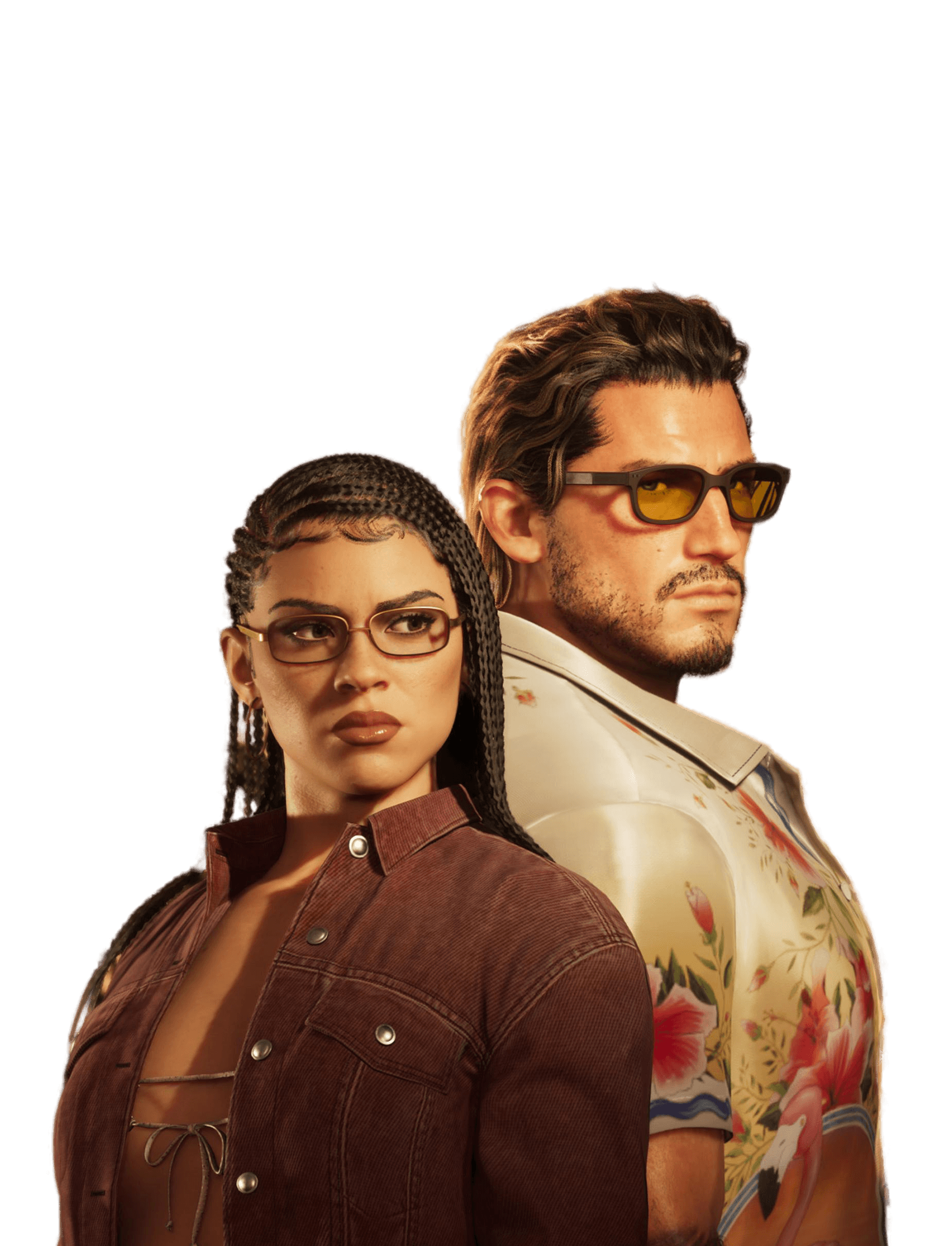 Deux personnages devant la base FiveM Vault Studio